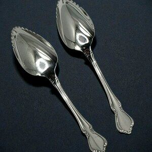 2 Oneida Craft Chateau Grapefruit Spoon Fruit Floral Stainless Steel Vintage